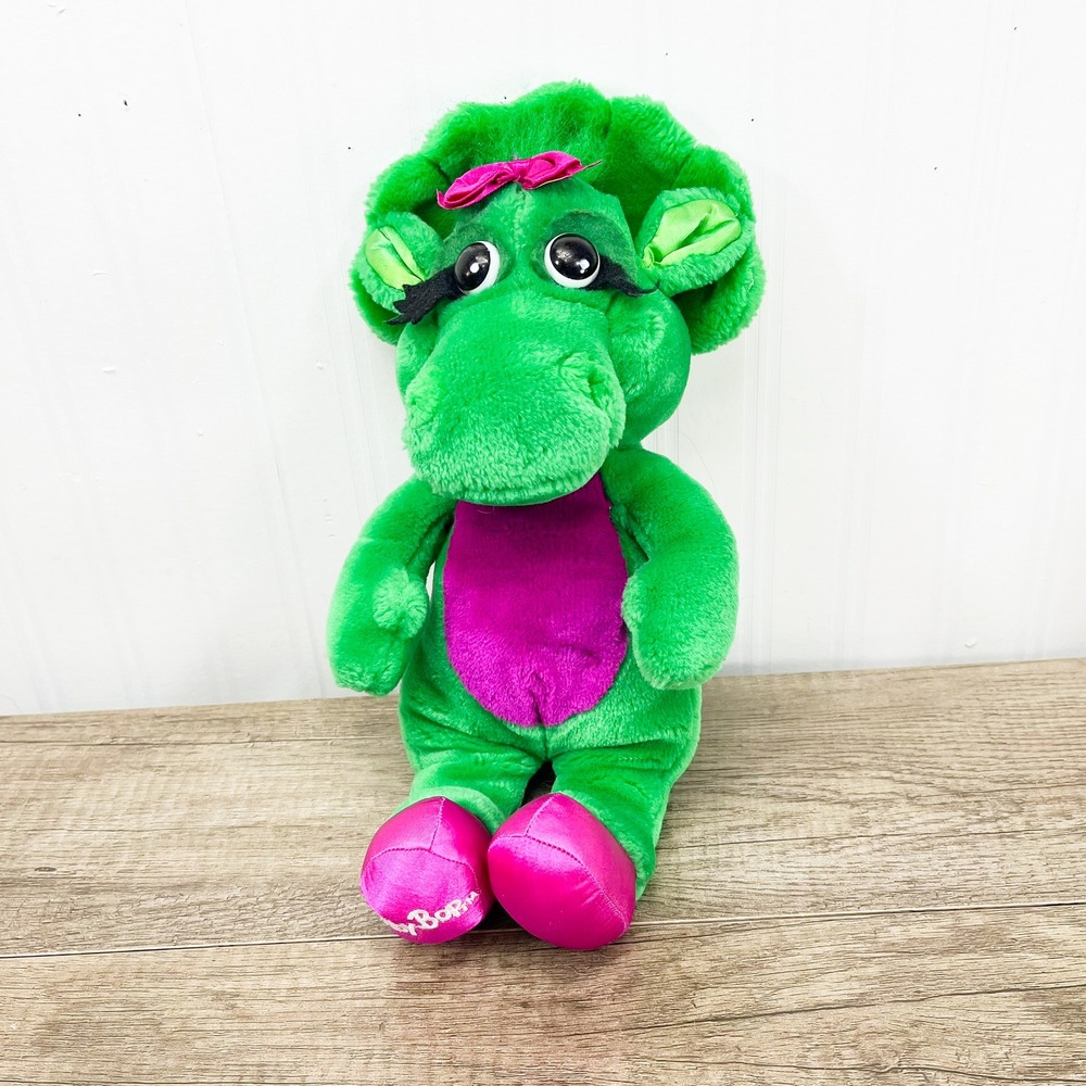 Vintage Barney & Friends Baby Bop Plush Green Triceratops Dinosaur 11 Inch Toy